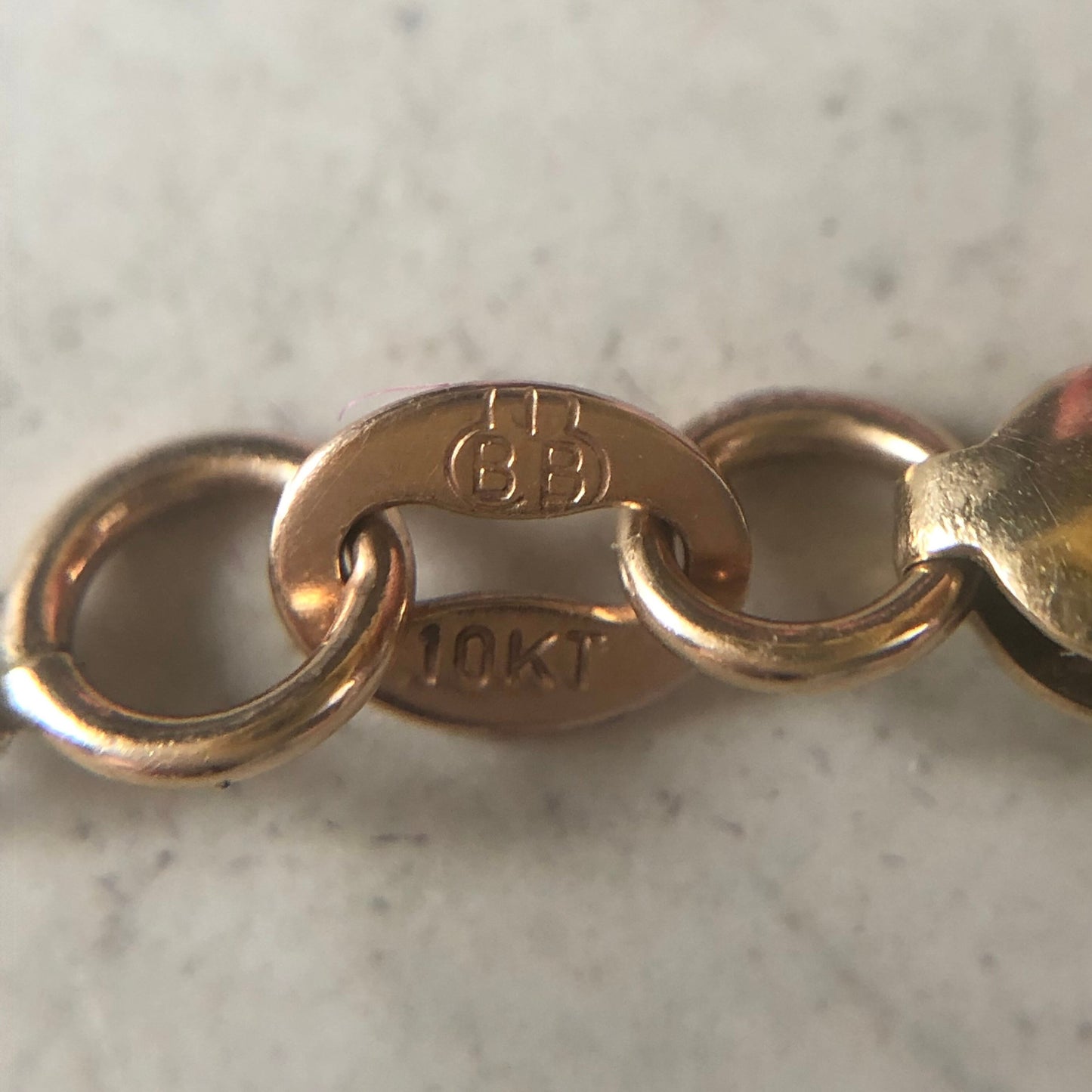 Estate 10k Two-Tone Fancy Valentino Link Anklet