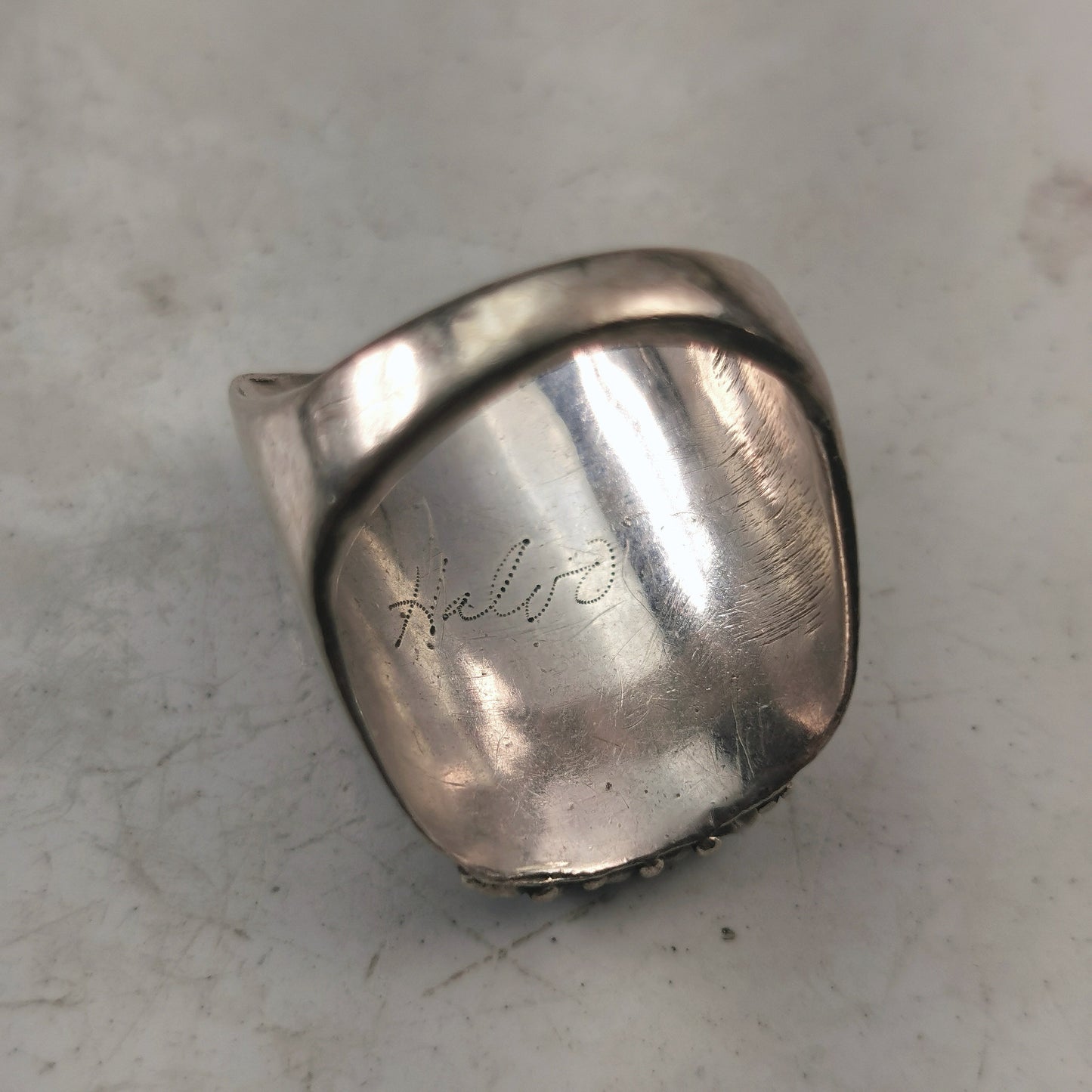 Vintage Peter Haloo Zuni Sterling Silver and Turquoise Wide Ring