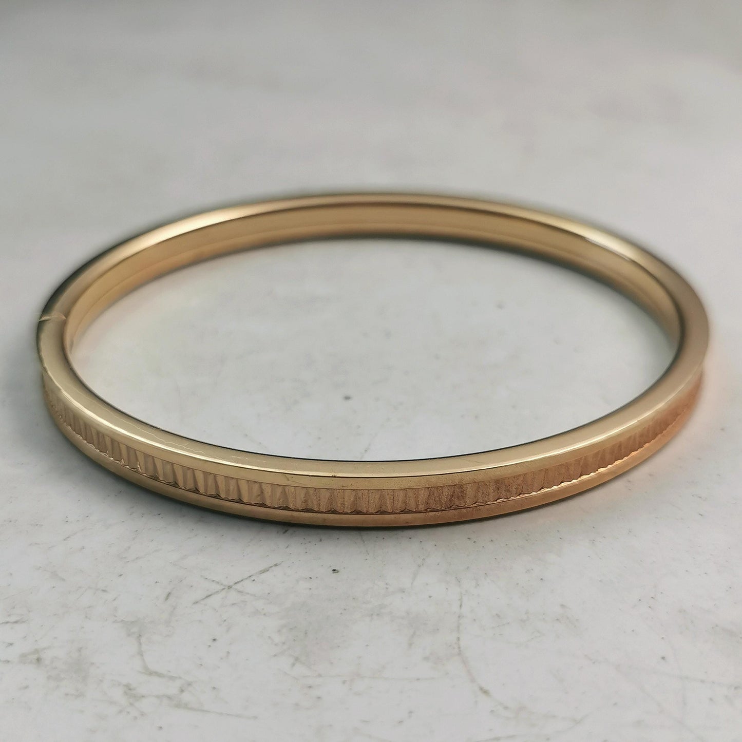 Vintage Rodi & Wienenberger 12ct Rolled Gold Patterned Wide Bangle - 7.5"