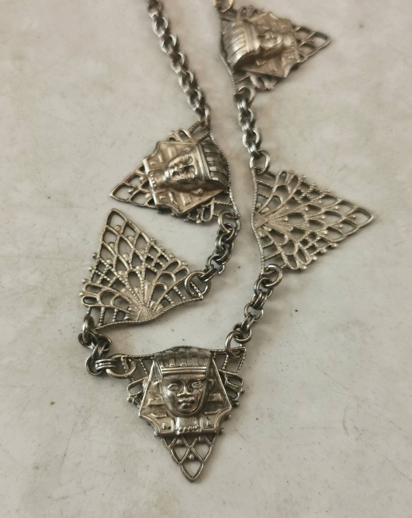 Art Deco Egyptian Revival King Tut Necklace and Bracelet Set