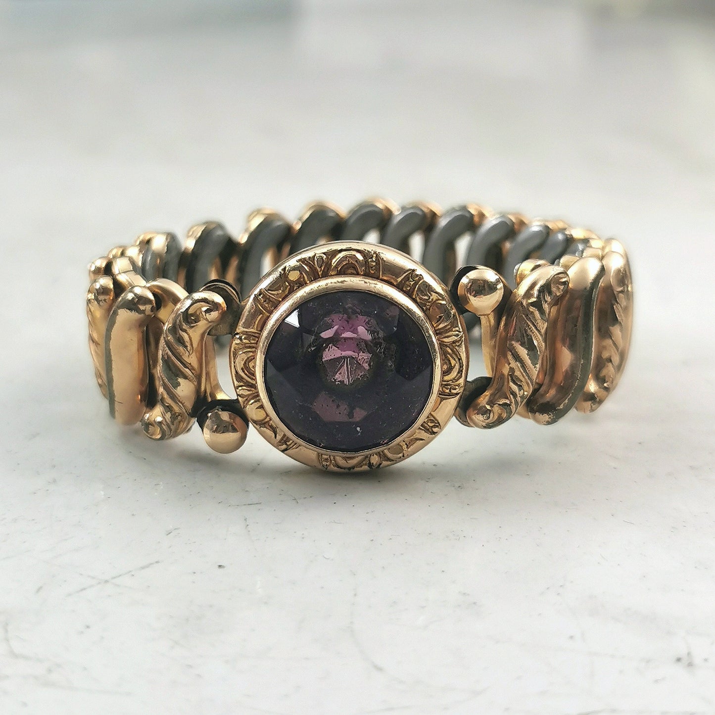 Antique Purple Paste Gold Filled Expansion Bracelet