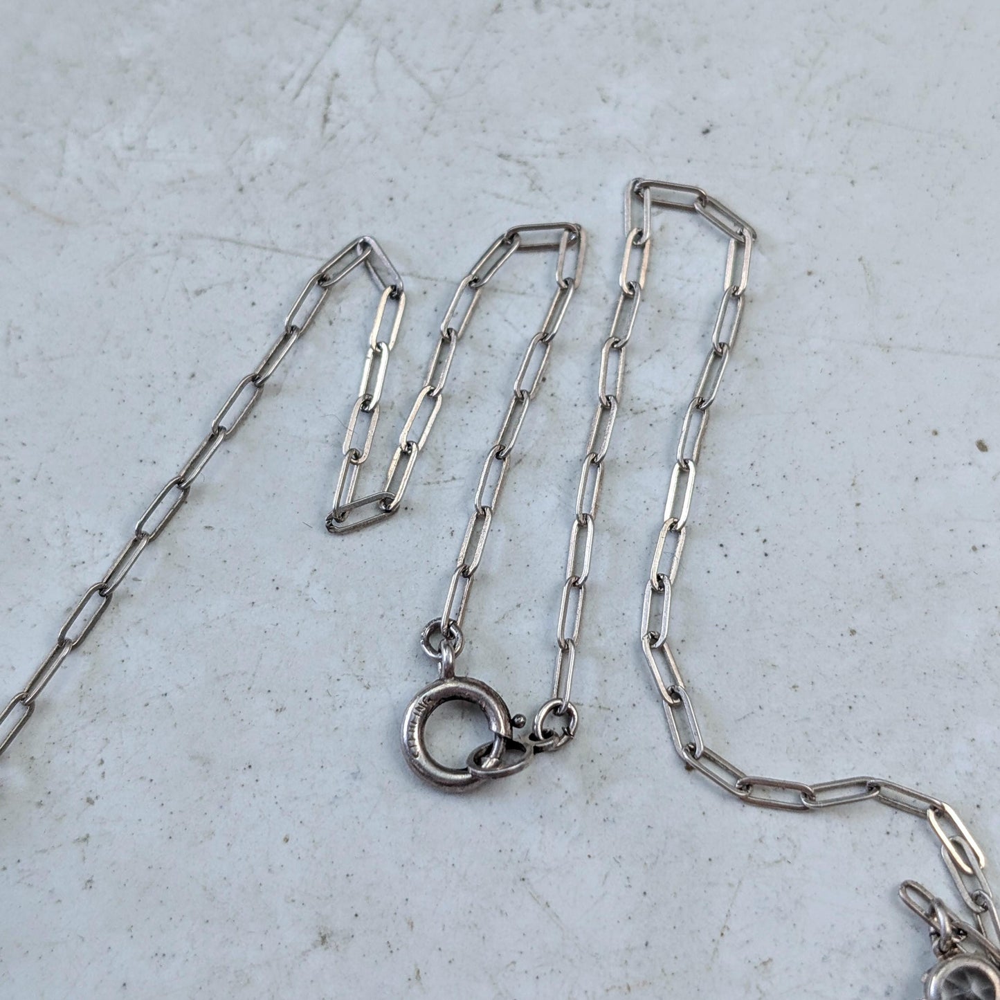 Art Deco Sterling Silver Demi Riviere Crystal Necklace