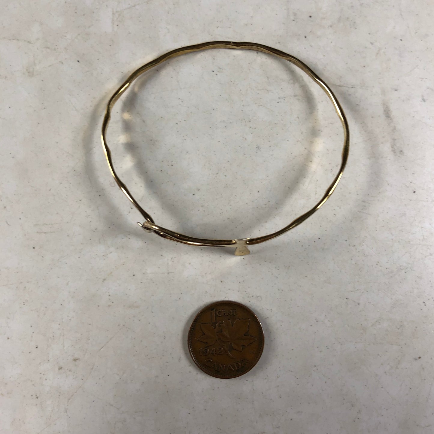 Vintage Sterling Silver Gold Vermeil Ankh Bangle Bracelet