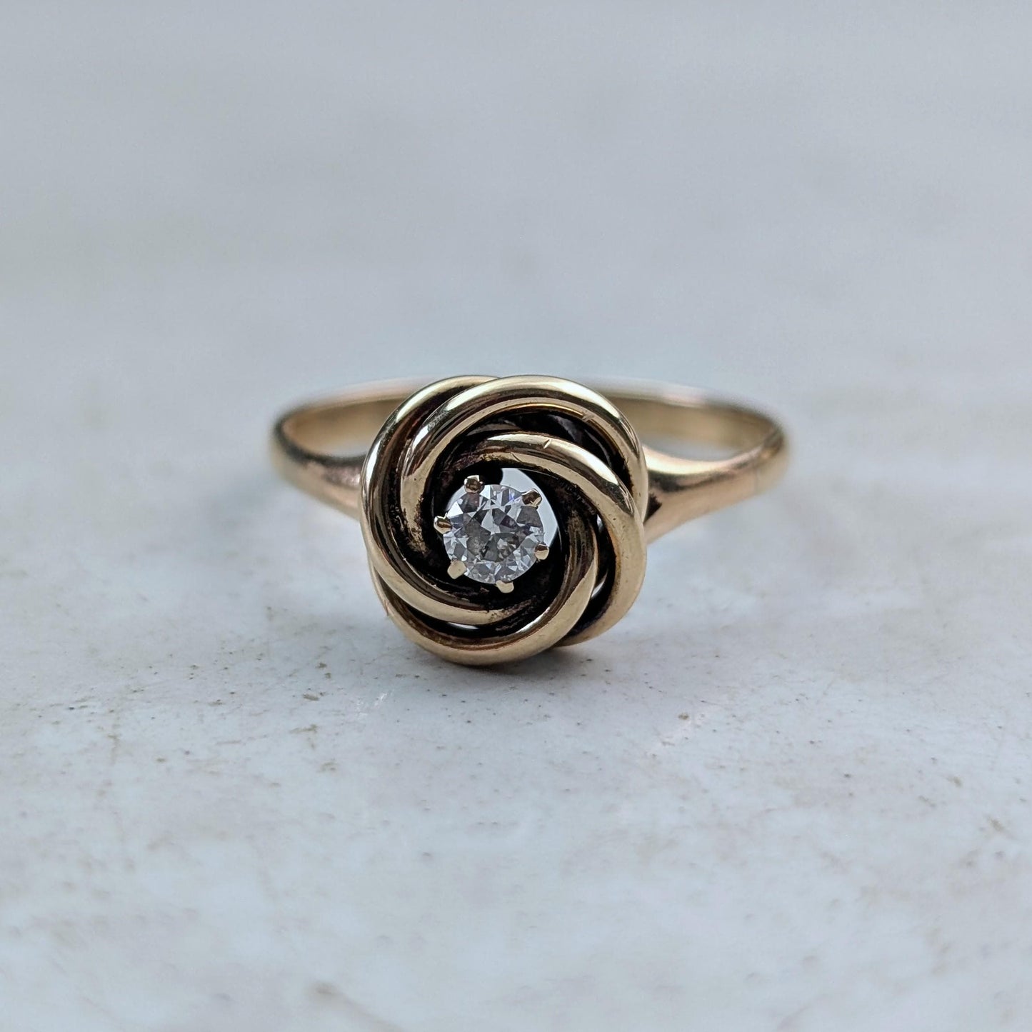 Victorian 10k 14k Old European Diamond Love Knot Ring