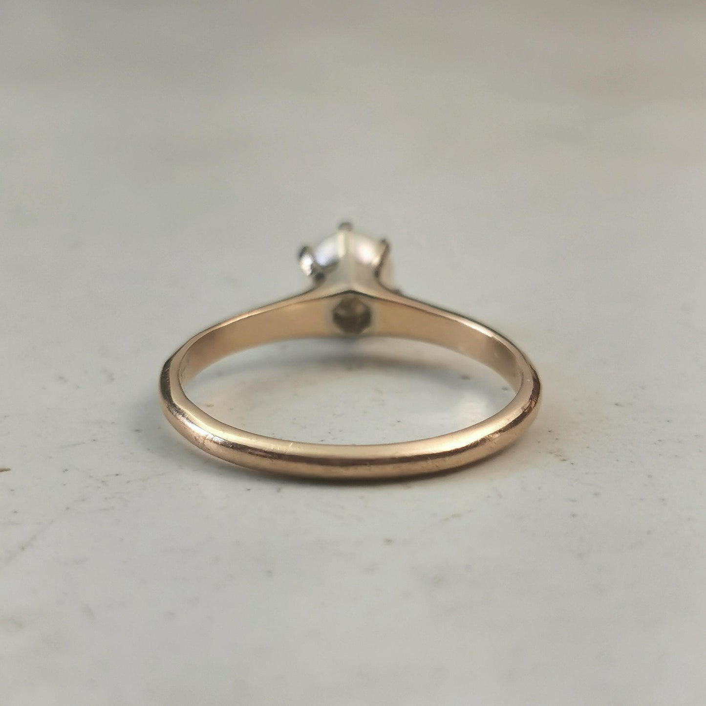 Antique Edwardian 14k Yellow Gold Pearl Solitaire Ring