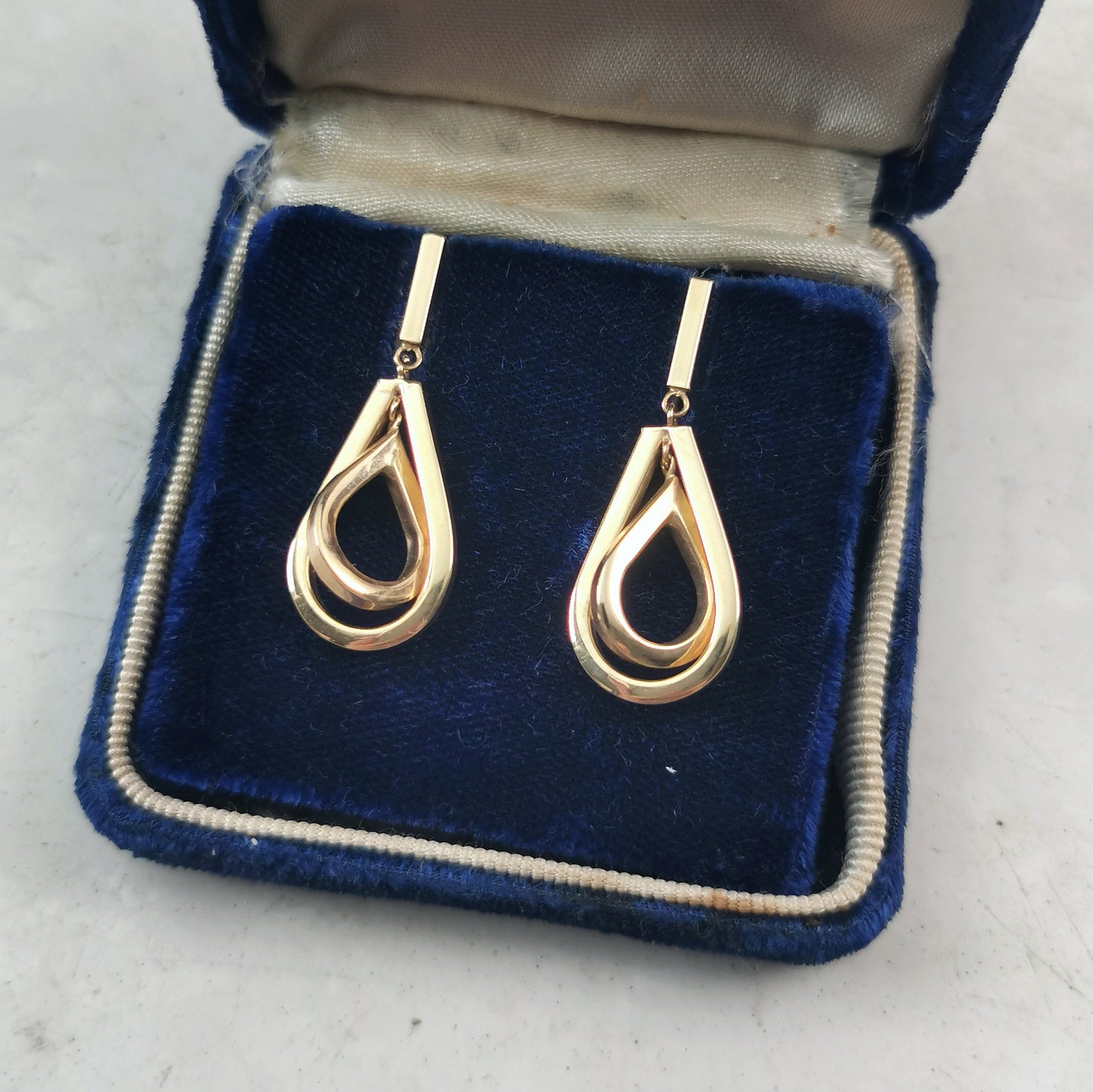 Estate 10k Yellow Gold Double Tear Drop Earrings