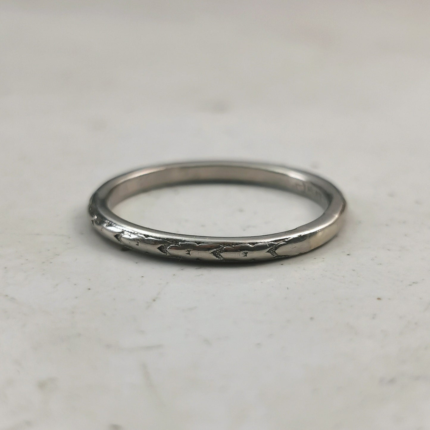 Art Deco Birks & Traub Orange Blossom Platinum Wedding Band