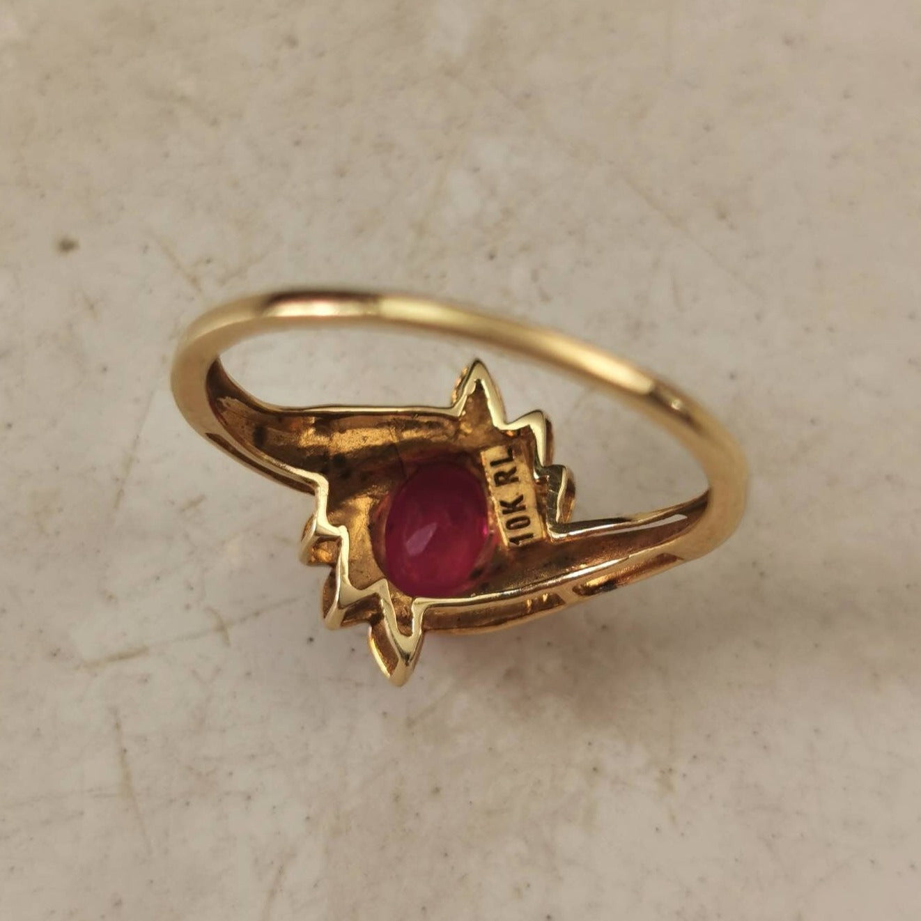Estate 10k Yellow Gold Lab Ruby and Diamond Ring and Pendant Set