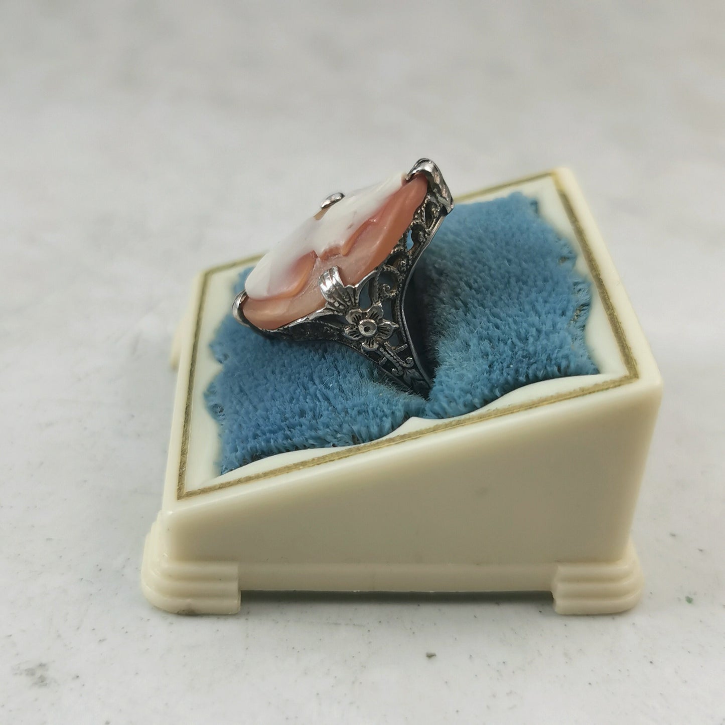 Art Deco Sterling Silver and Carved Cameo Ring