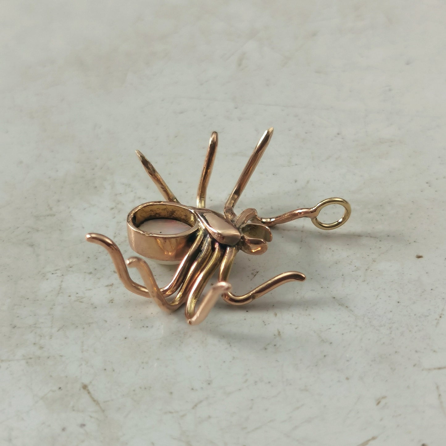 Antique Conversion 9ct Yellow Gold Opal & Ruby Spider Pendant