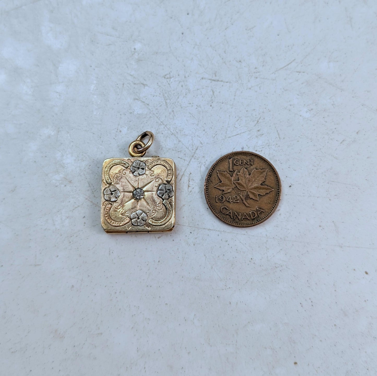 Antique Victorian Gold Filled Small Forget-me-not Square Locket