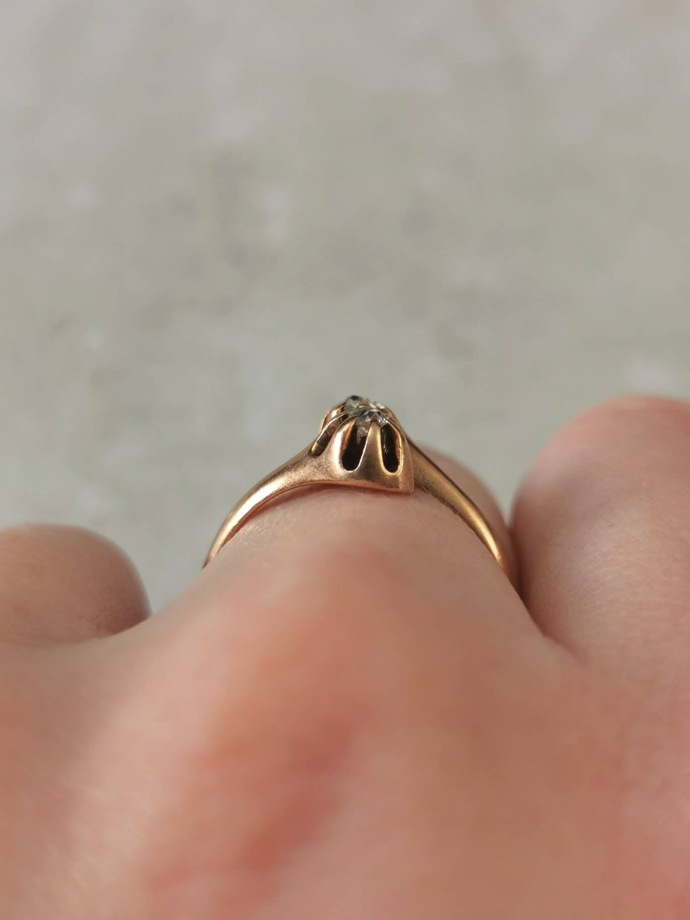 Victorian 10k Yellow Gold Old Mine Cut Diamond Toi & Moi Ring