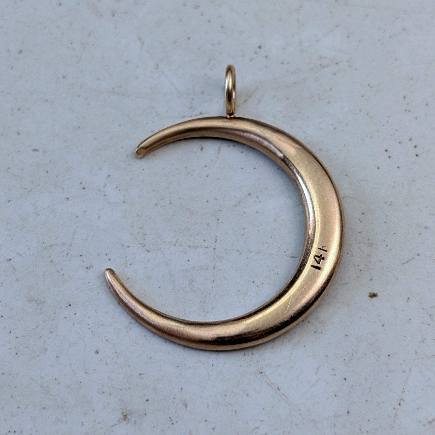 Victorian 14k Yellow Gold Seed Pearl Crescent Moon Conversion Pendant - Solid Gold - Antique Up-cycled Brooch - Medium Size