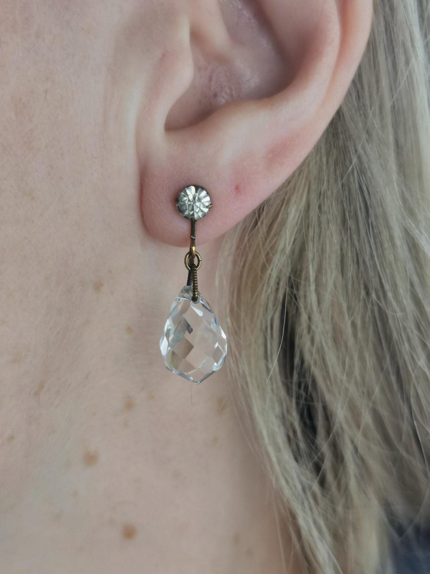 Art Deco Czech Crystal Lever Back Earrings