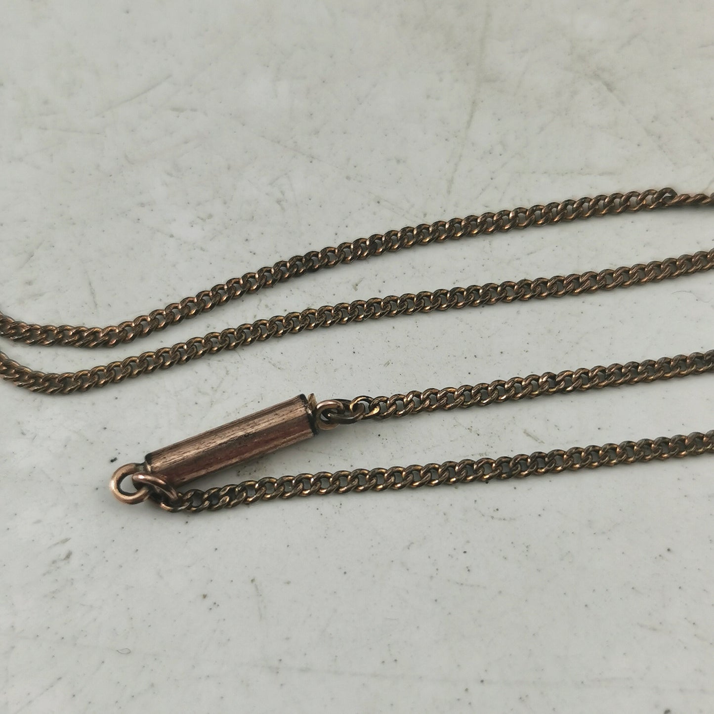 Antique Edwardian Gold Fill on Brass Necklace - Paste Amethyst Lavaliere Necklace - 17.5"