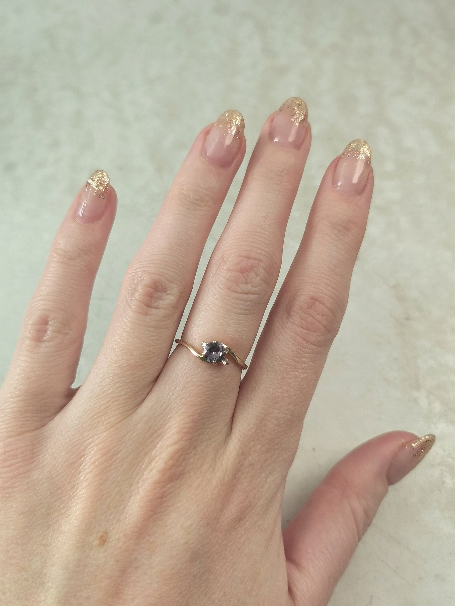 Estate 10k Yellow Gold Colour Change Synthetic Sapphire Ring - June Birthstone