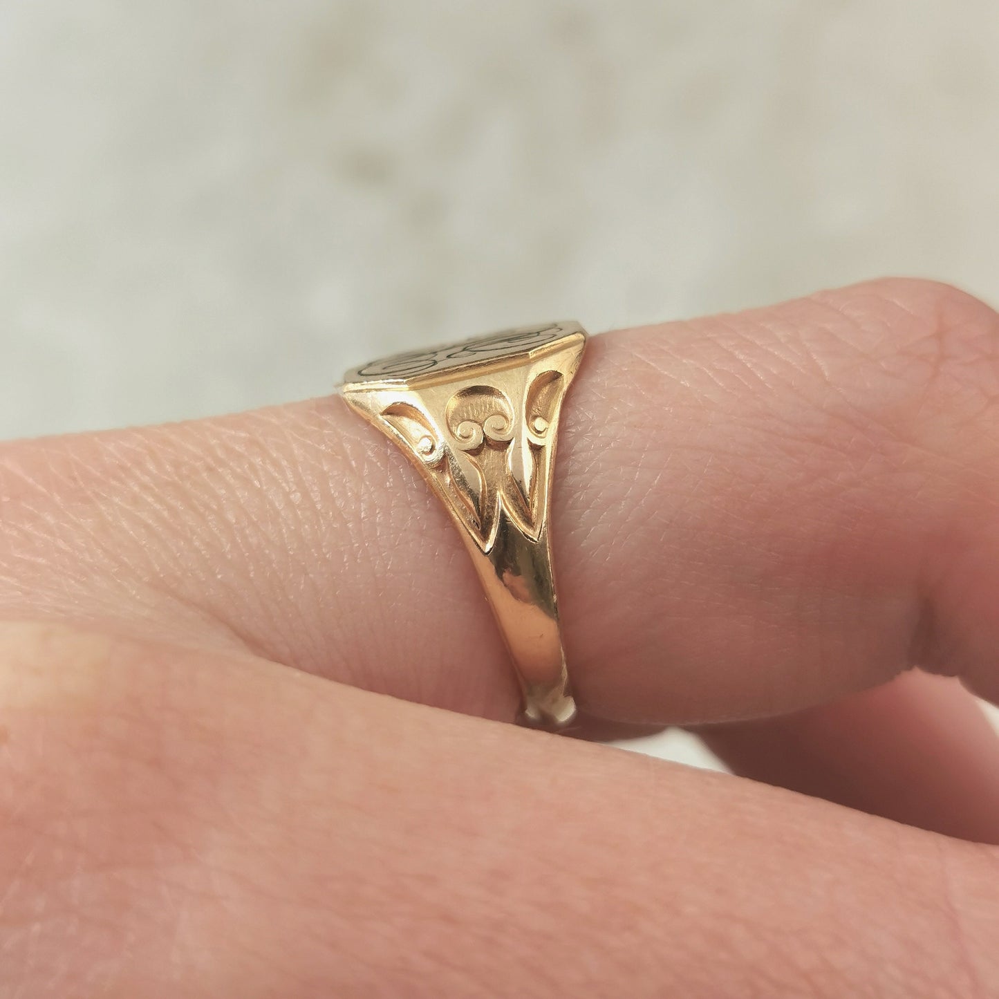 Antique Rolled Gold Plated Signet Ring - Hand Engraved Initials PG