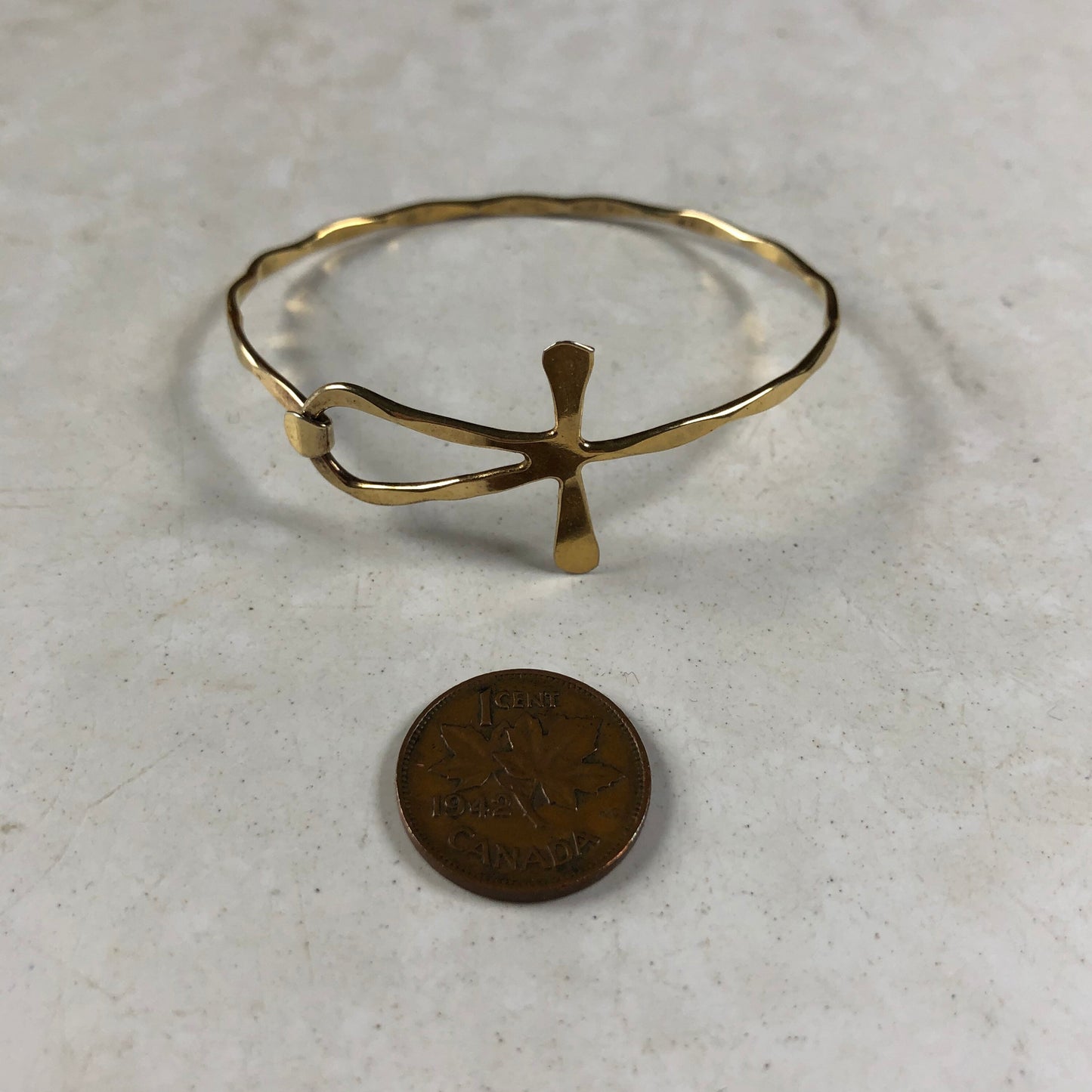 Vintage Sterling Silver Gold Vermeil Ankh Bangle Bracelet