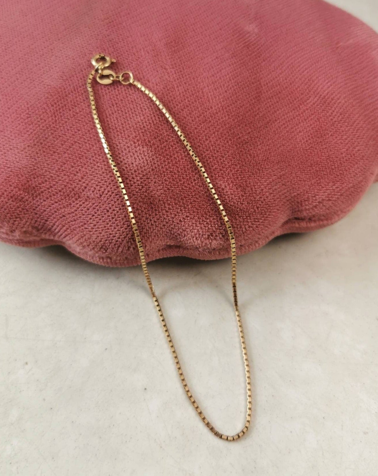 Vintage 10k Yellow Gold Box Link Chain Anklet