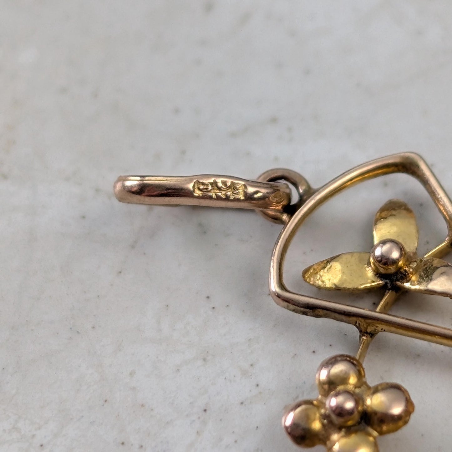 Antique Edwardian 10k Yellow Gold Amethyst Lavalier Pendant