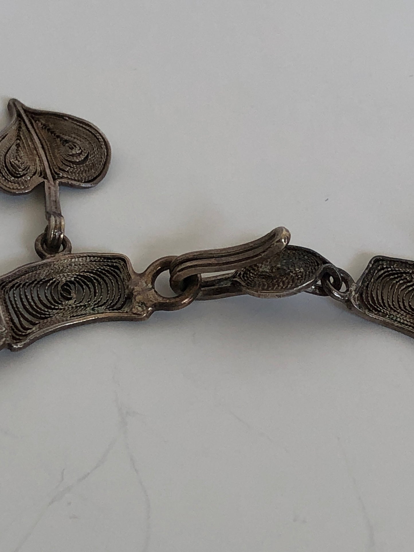 Vintage 800 Silver Filigree Leaf Collar Necklace