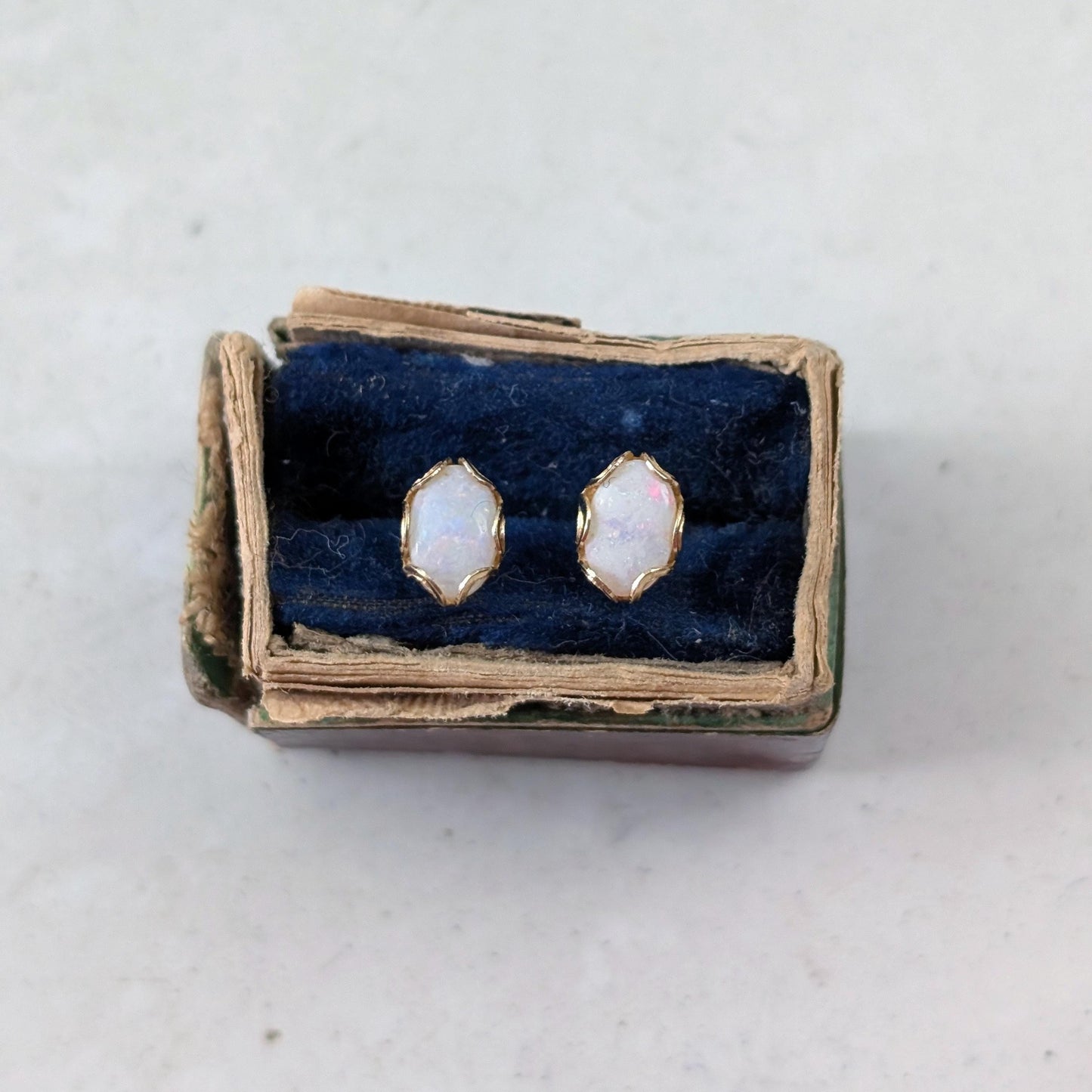 Vintage 10k Yellow Gold Small Genuine Opal Studs