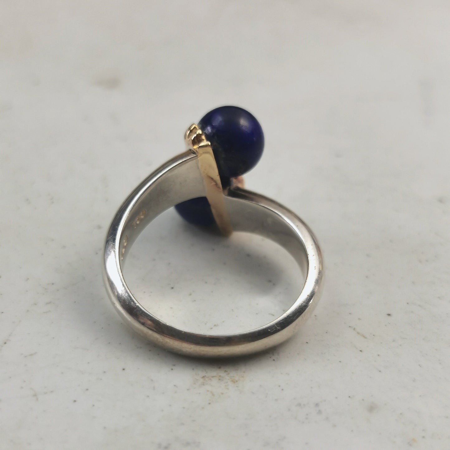 Vintage Tiffany & Co. Sterling Silver and 18k Lapis Lazuli Bypass Ring