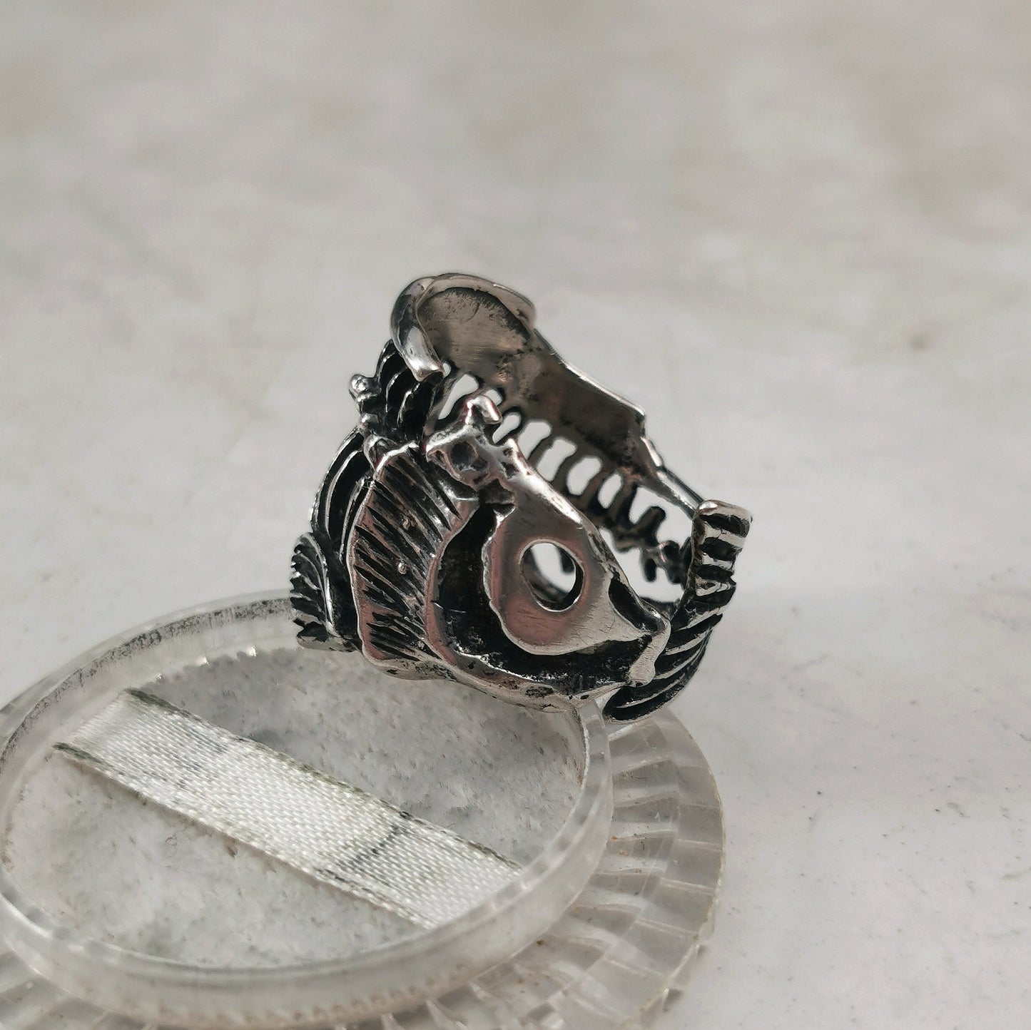 Vintage Sterling Silver Fish Skeleton Ring