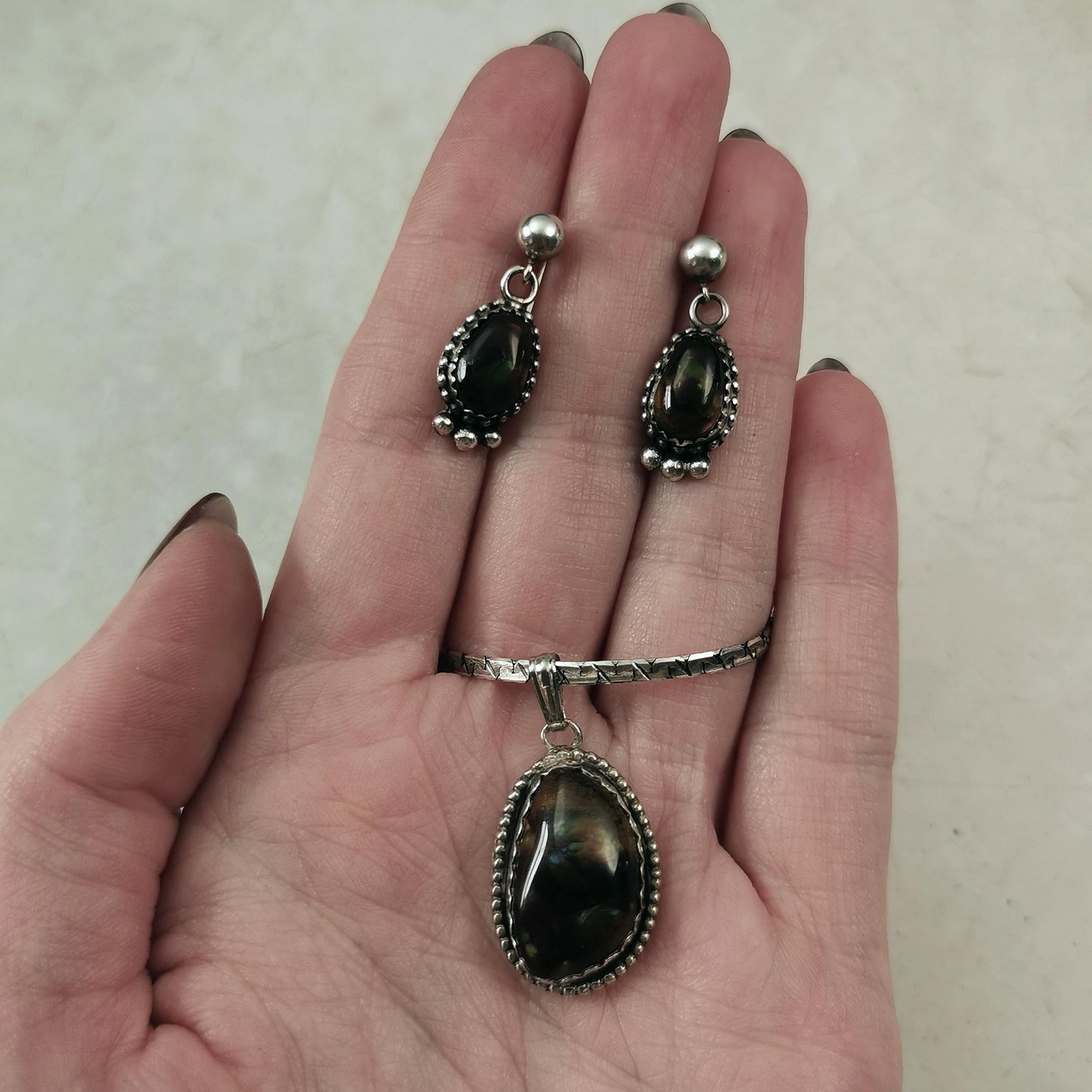 Vintage Sterling Silver Fire Agate Navajo Style Jewellery Set