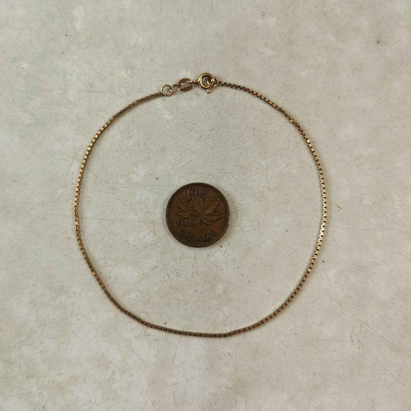 Vintage 10k Yellow Gold Box Link Chain Anklet