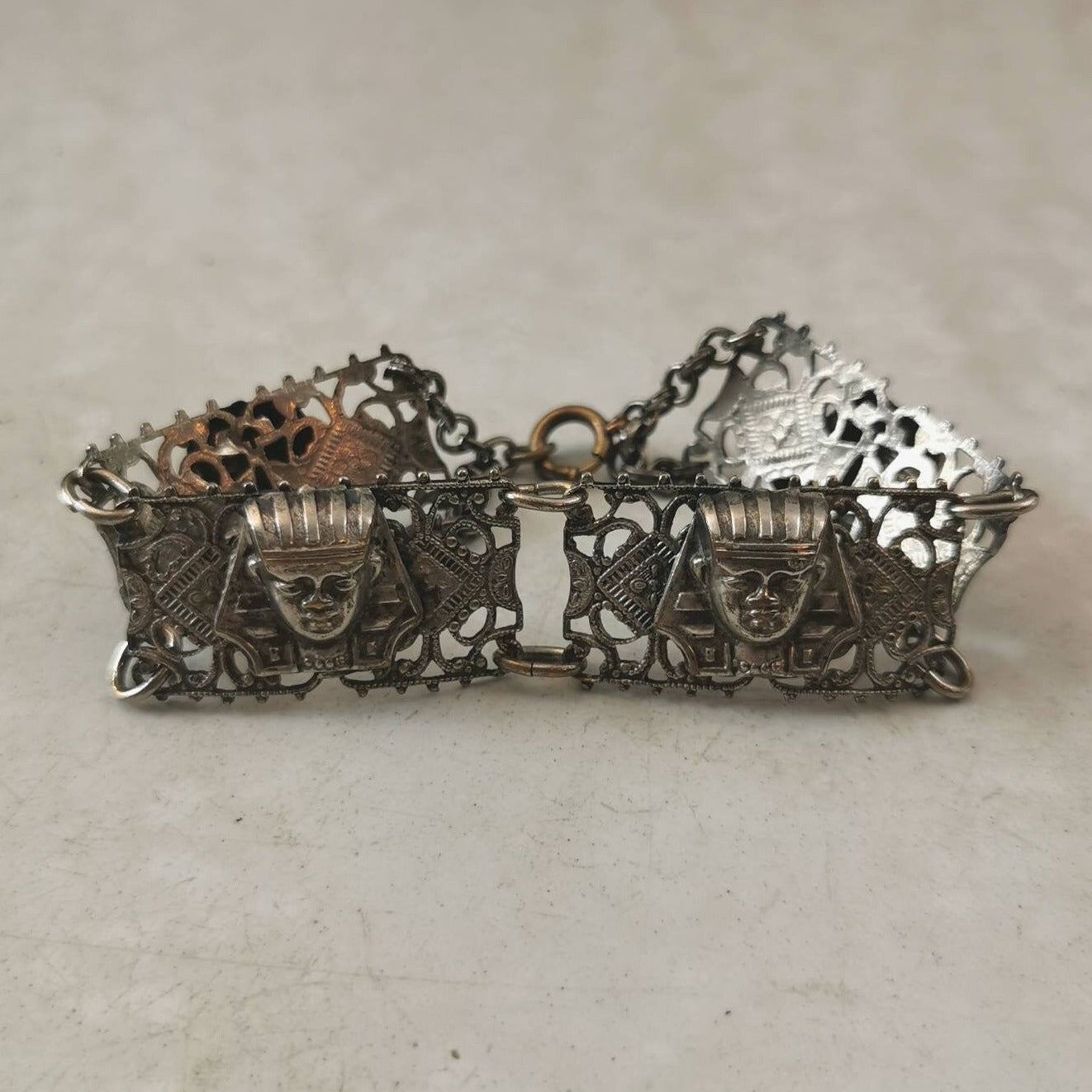 Art Deco Egyptian Revival King Tut Necklace and Bracelet Set