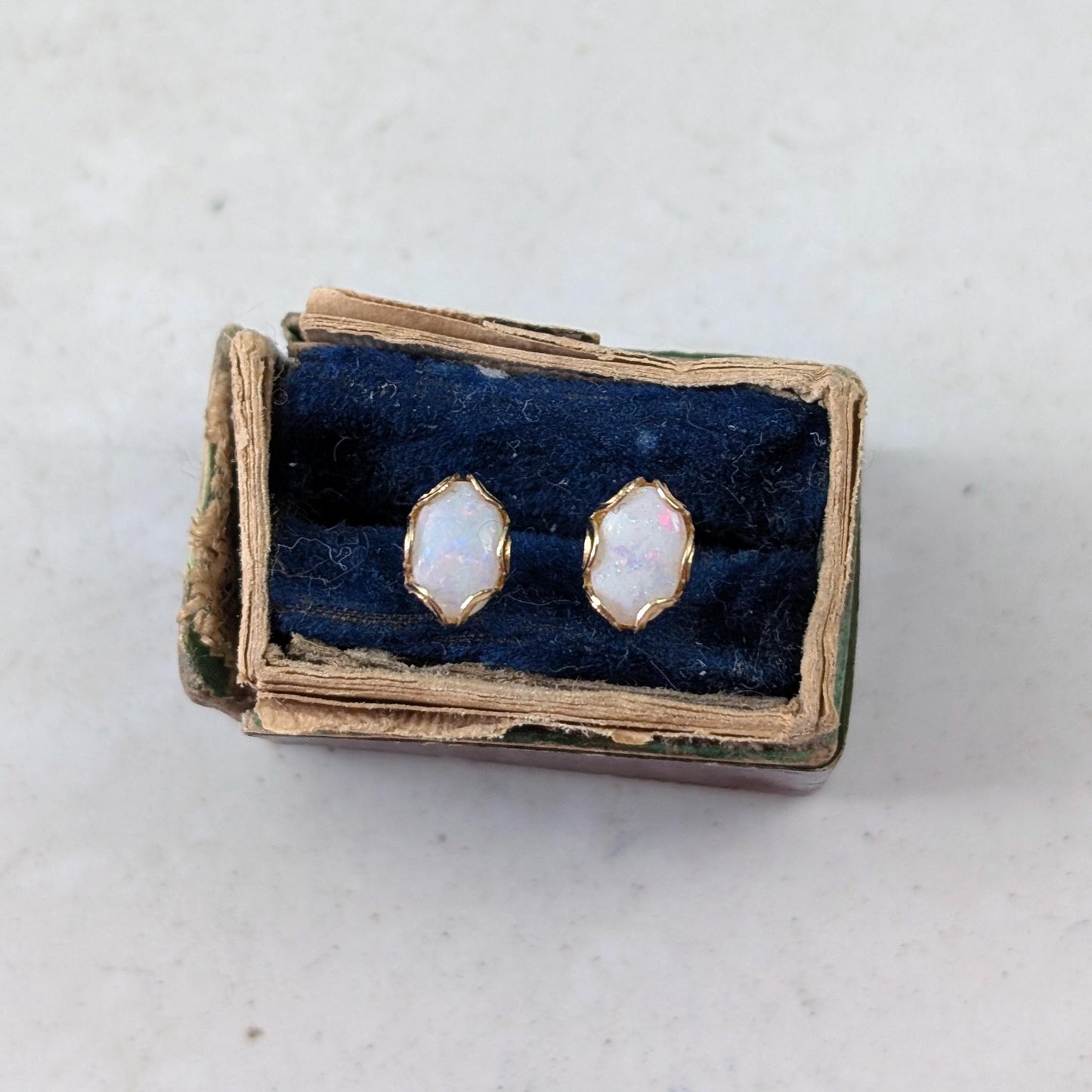 Vintage 10k Yellow Gold Small Genuine Opal Studs
