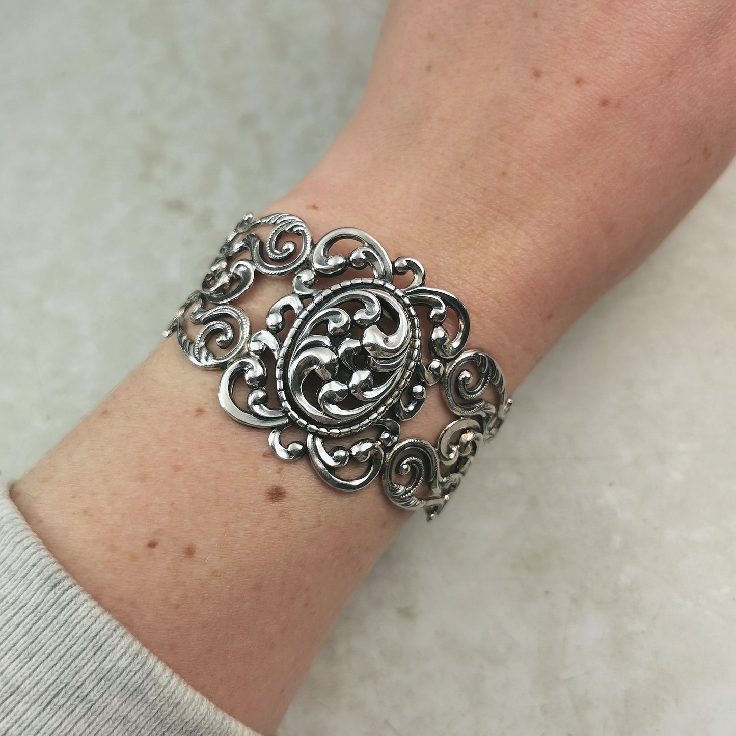 Vintage Danecraft Sterling Silver Filigree Cuff