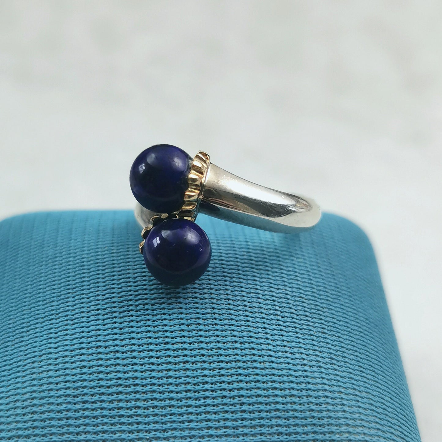 Vintage Tiffany & Co. Sterling Silver and 18k Lapis Lazuli Bypass Ring