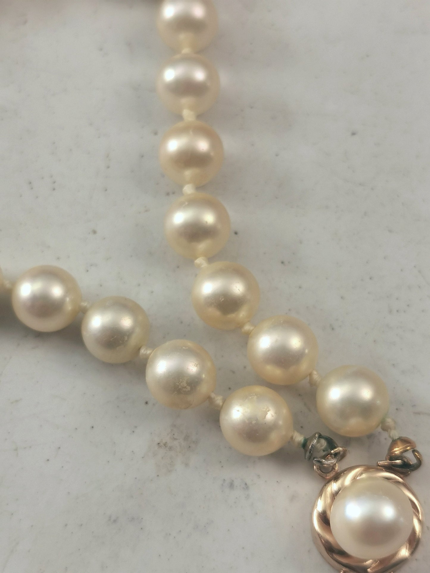 Vintage 14k Yellow Gold High Quality Imitation Double Strand Pearl Necklace - Majorica Pearls