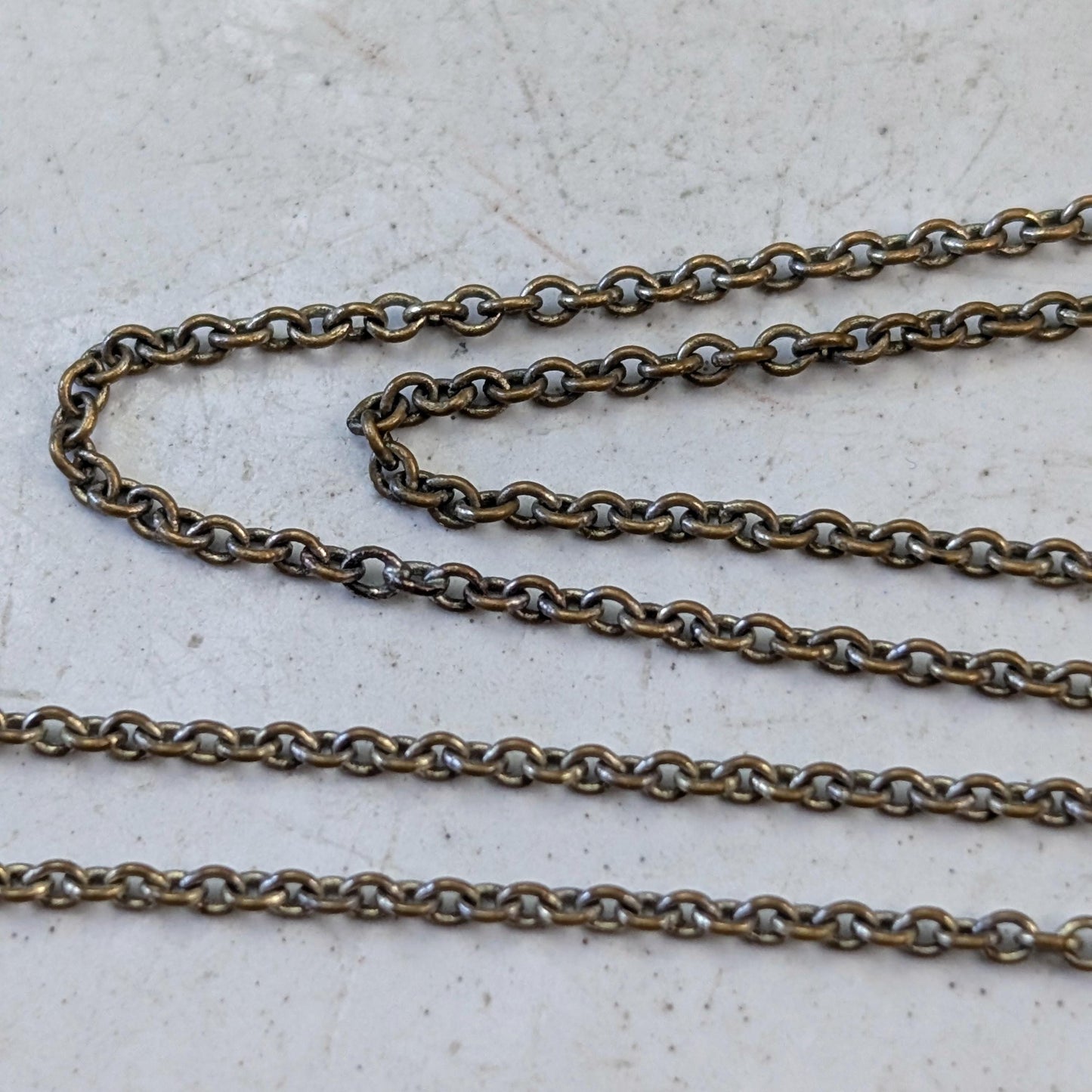 Antique Art Nouveau Brass & Pink Gem Necklace