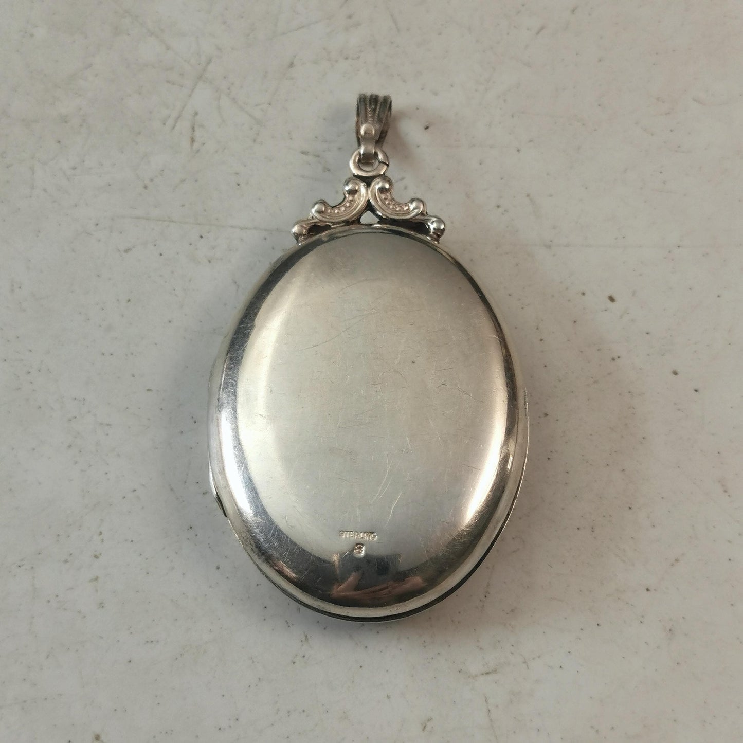 Vintage Large Sterling Silver Ornate Floral Locket