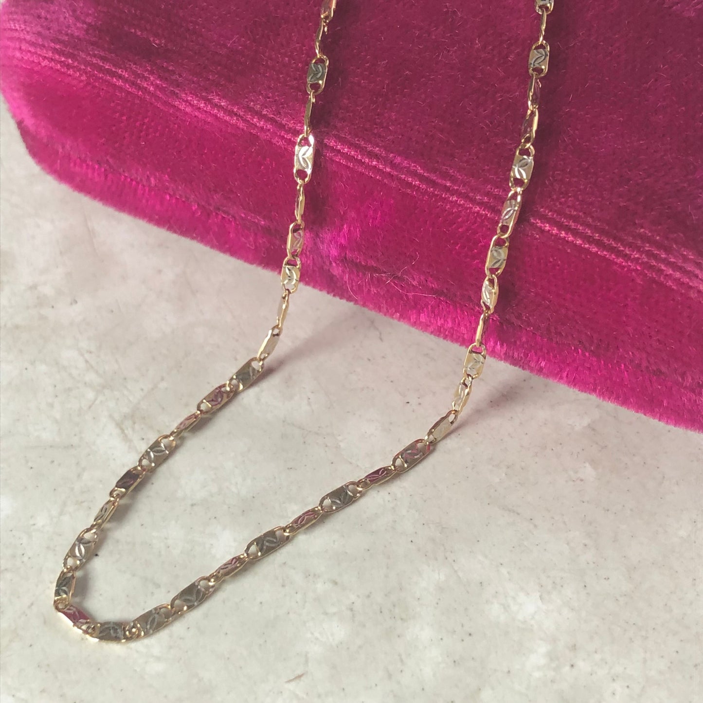 Estate 10k Two-Tone Fancy Valentino Link Anklet