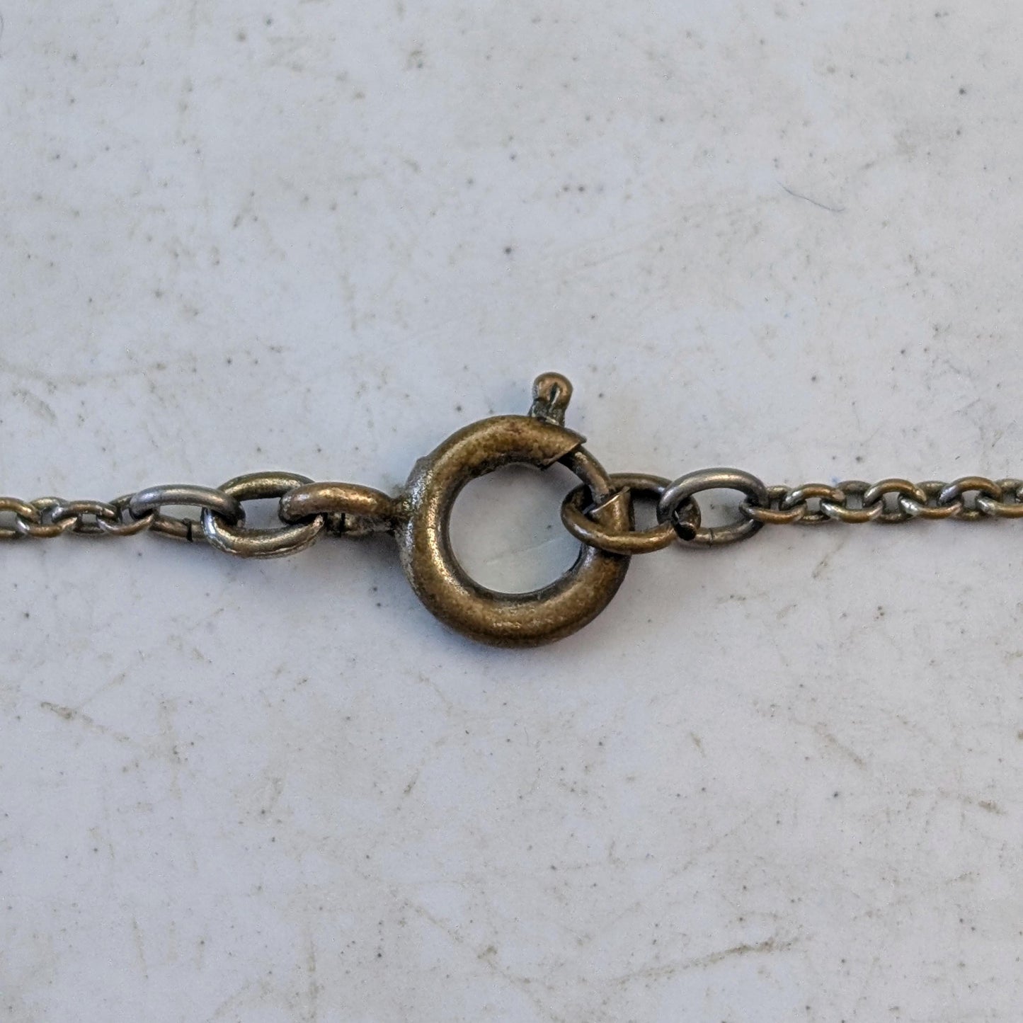 Antique Art Nouveau Brass & Pink Gem Necklace