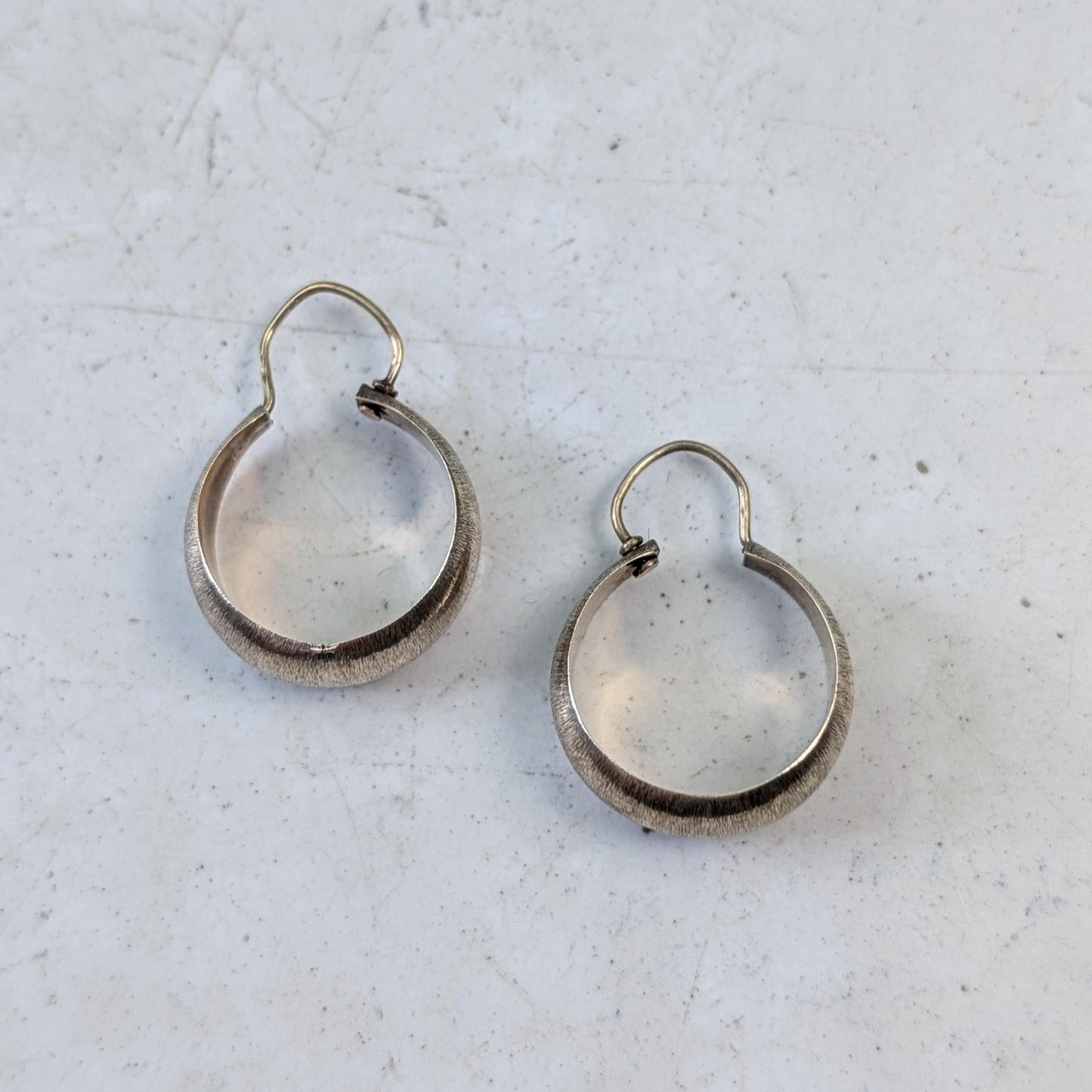 Vintage 10k Yellow Gold Satin Finish Dome Hoop Earrings