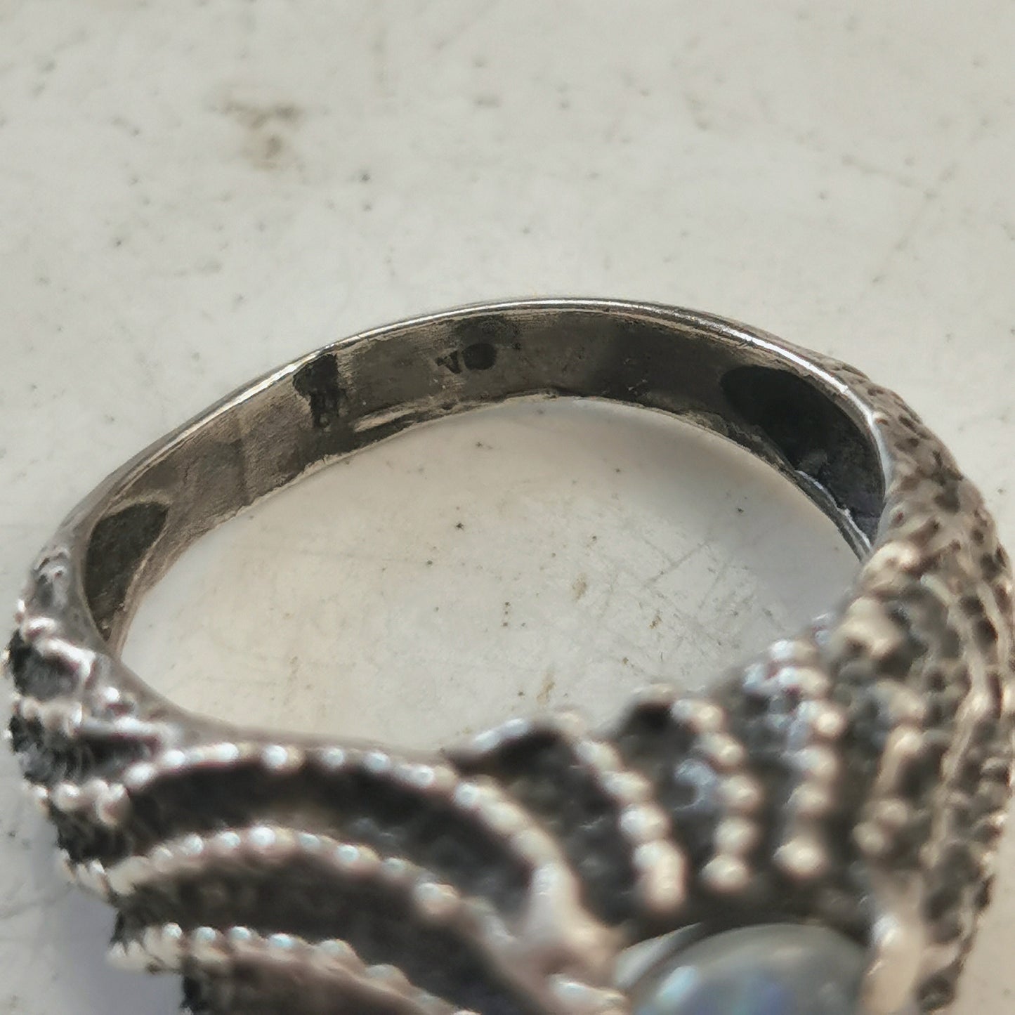 Vintage Mid-century Brutalist Opal Triplet Ring in Sterling Silver