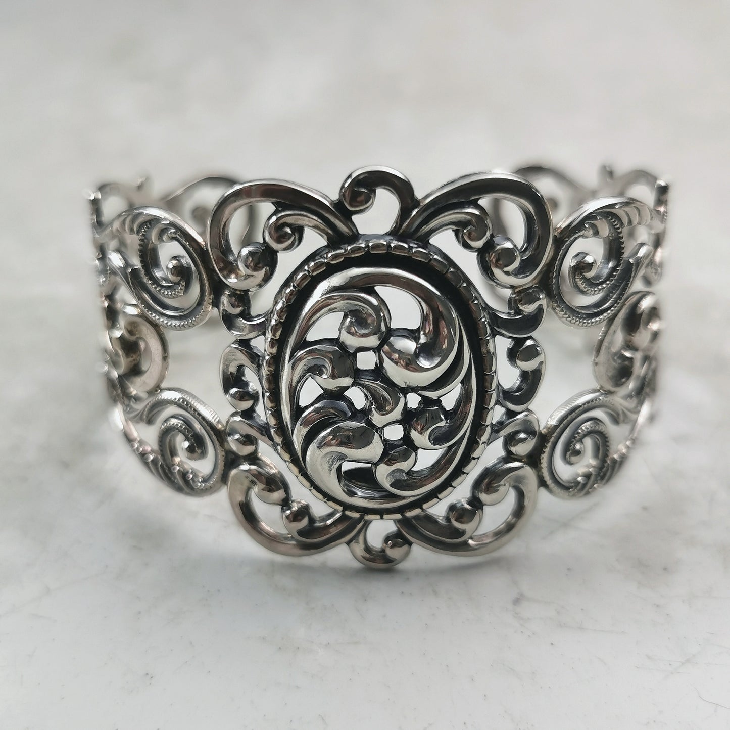 Vintage Danecraft Sterling Silver Filigree Cuff