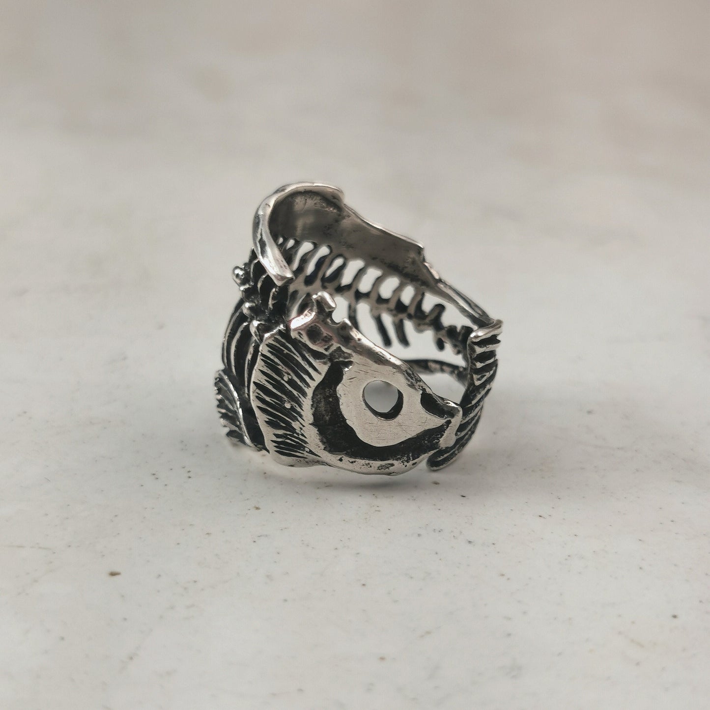 Vintage Sterling Silver Fish Skeleton Ring