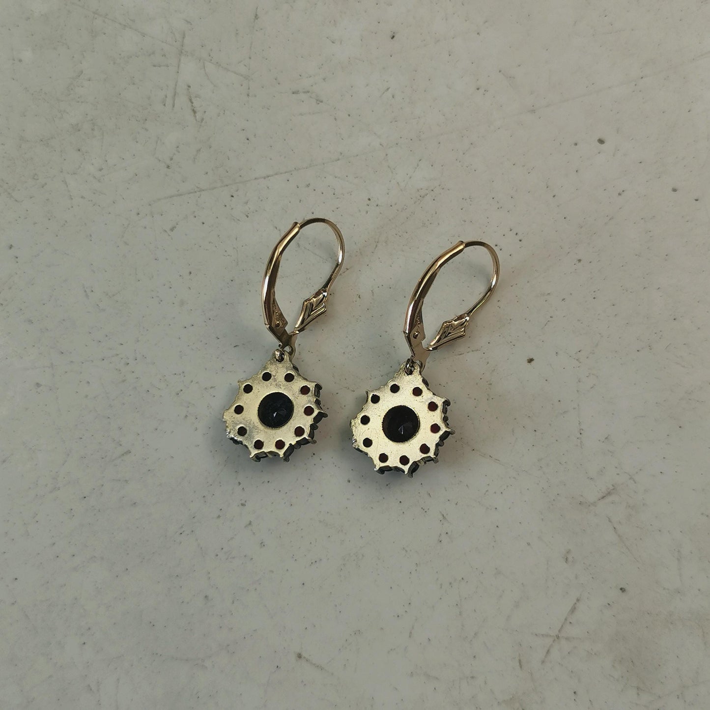 Vintage Bohemian Garnet Lever Back Earrings - Sterling Silver & 14k Gold Filled
