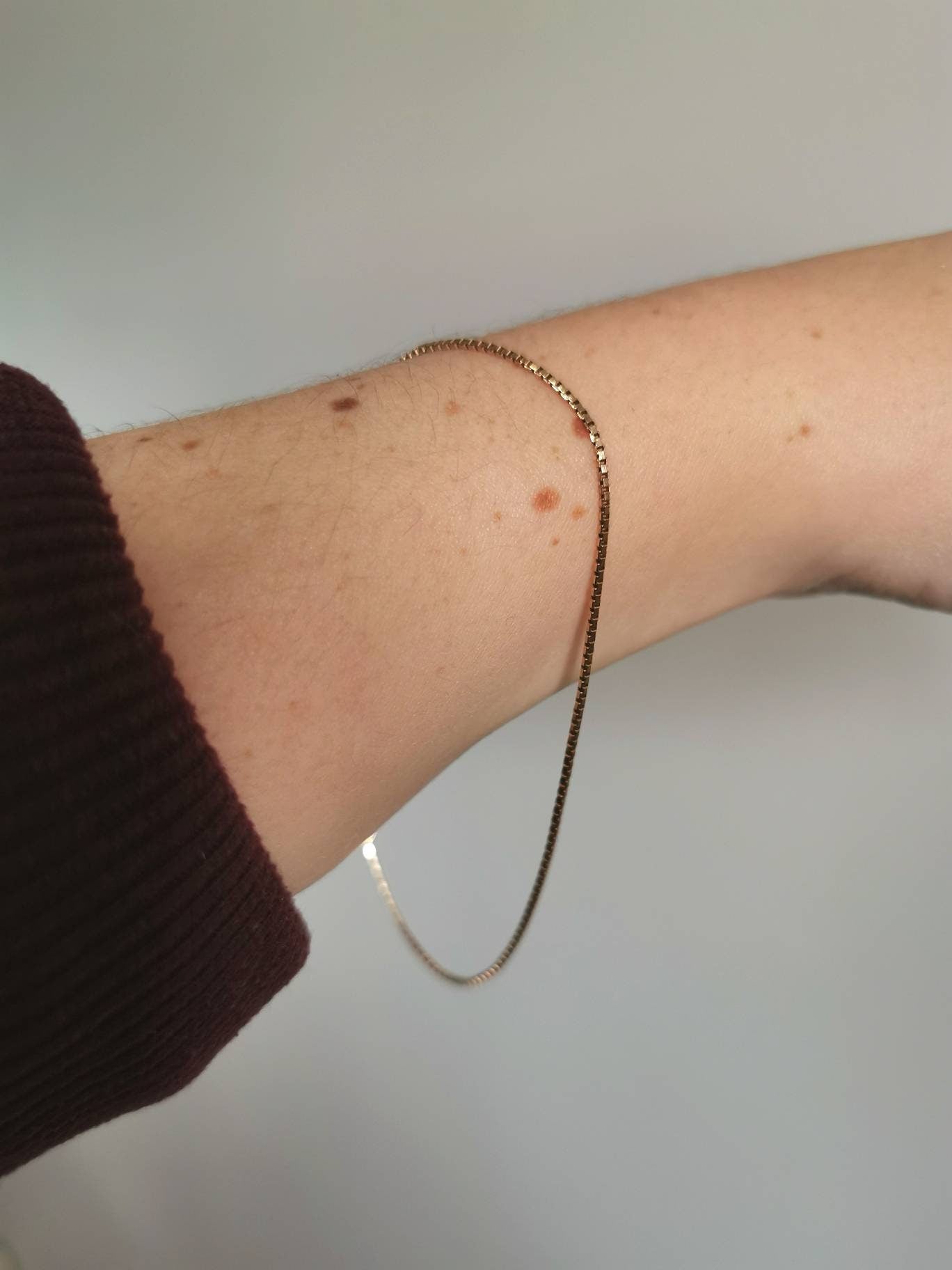 Vintage 10k Yellow Gold Box Link Chain Anklet