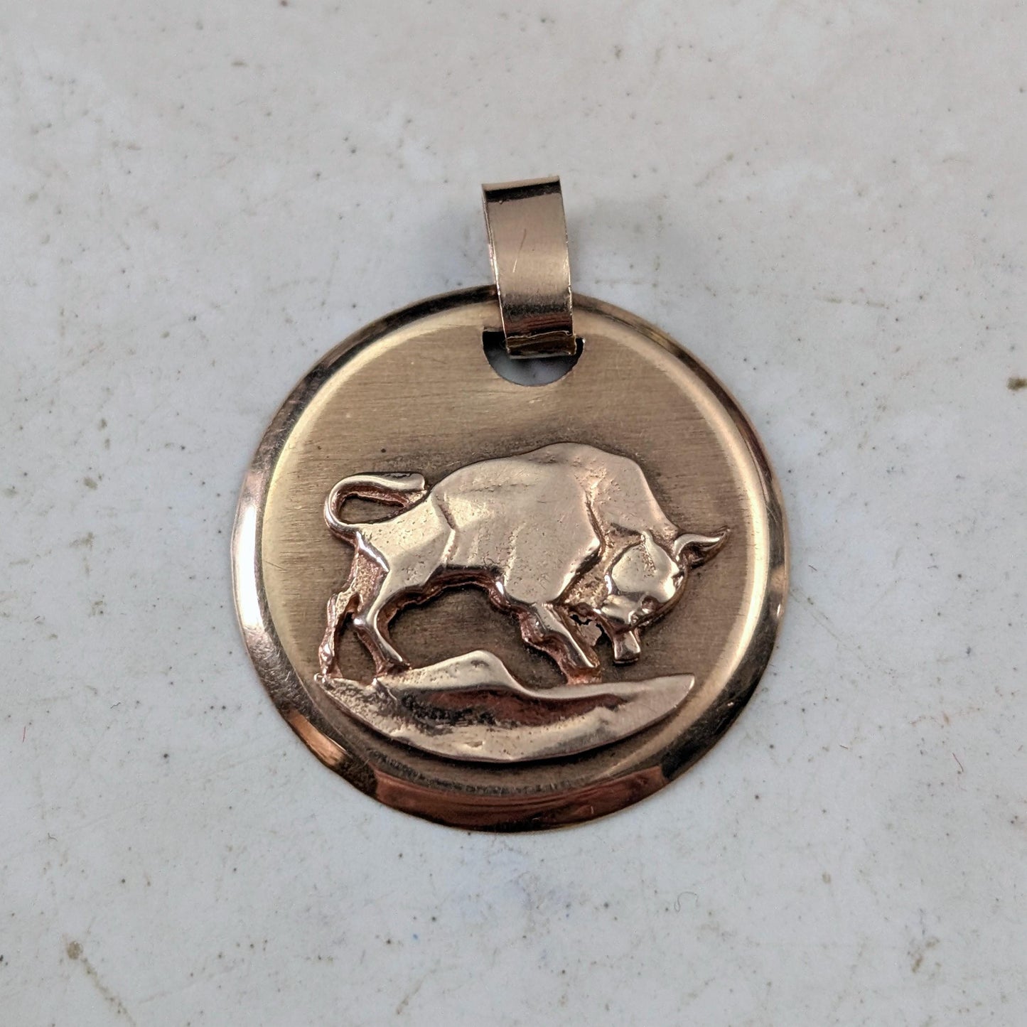 Vintage 10k Yellow Gold Taurus Zodiac Pendant