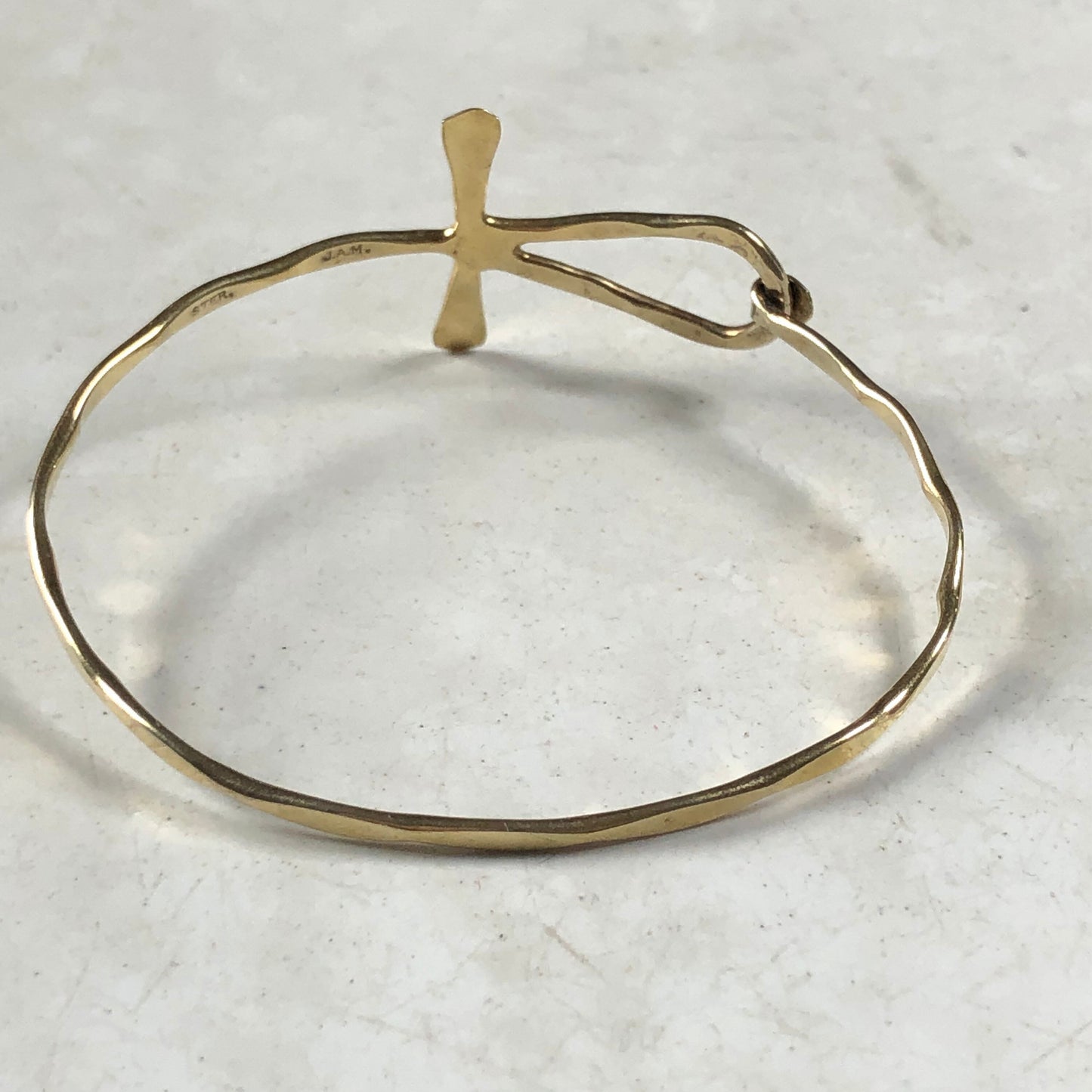 Vintage Sterling Silver Gold Vermeil Ankh Bangle Bracelet