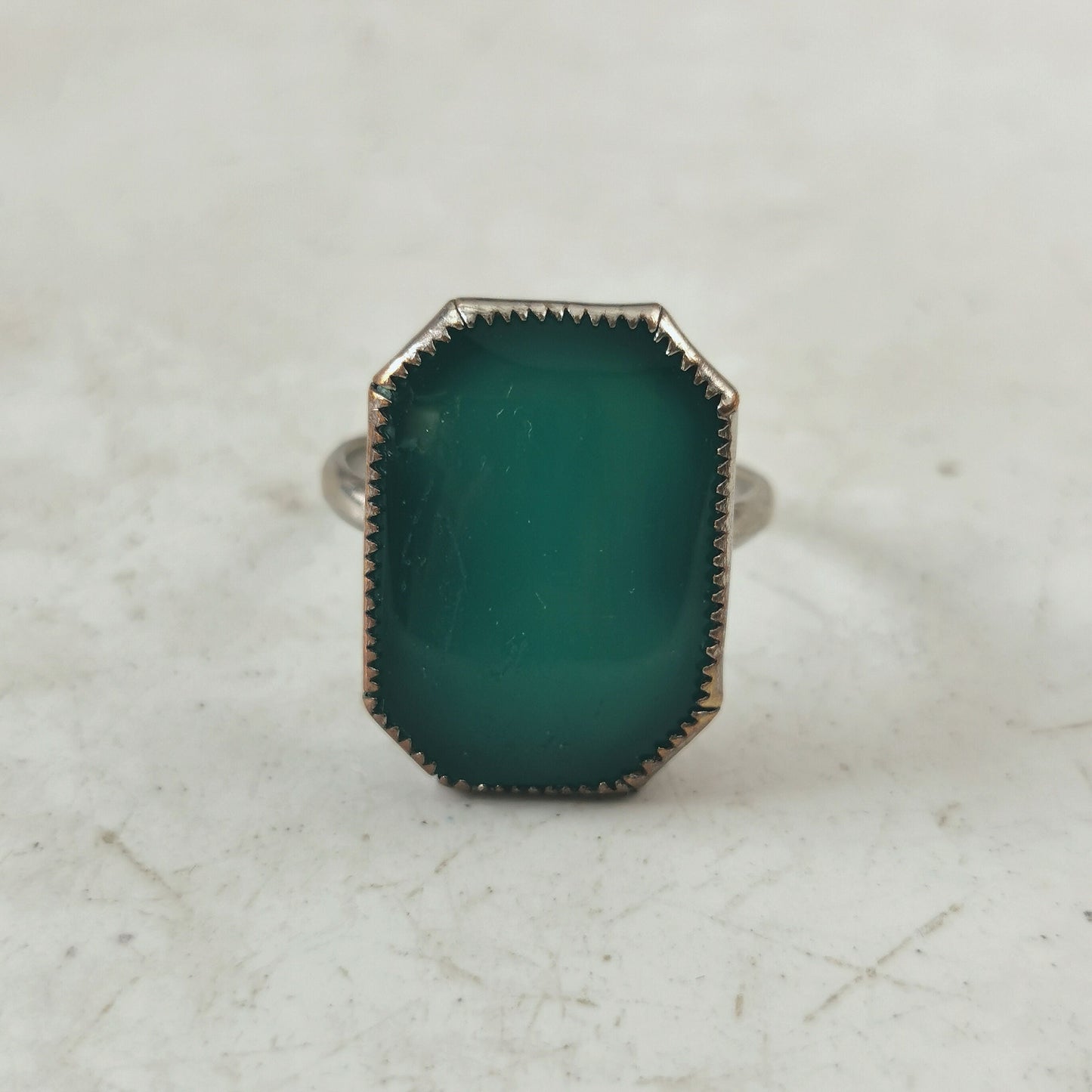 Art Deco Chrysoprase Glass Ring and Brooch SET