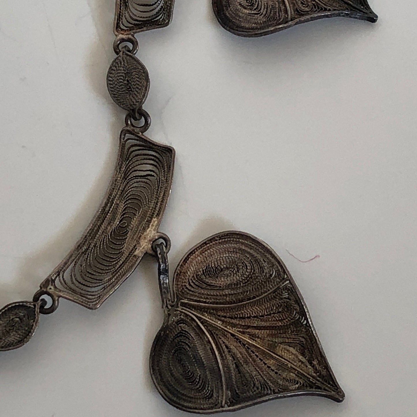 Antique 800 Silver Filigree Leaf Collar Necklace Necklace