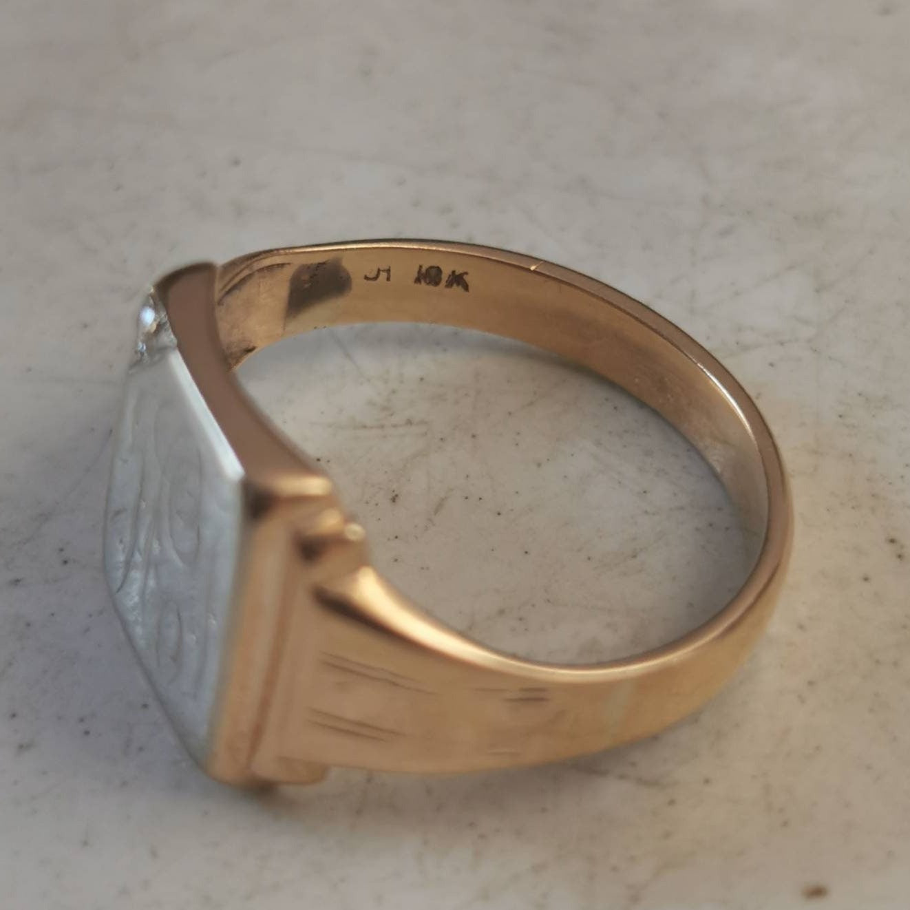 Vintage 10k Solid Gold Signet Ring with Initials HJ